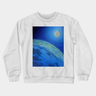 Oil Painting - Blue Planet and its Moon, 2008 Crewneck Sweatshirt